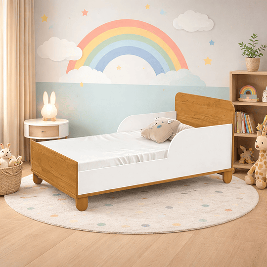 Cuna Madera New Zupi Blanca Caramelo 