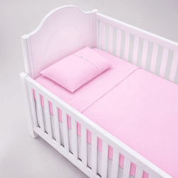 Juego de sabanas 100% algodón para cuna Rosada