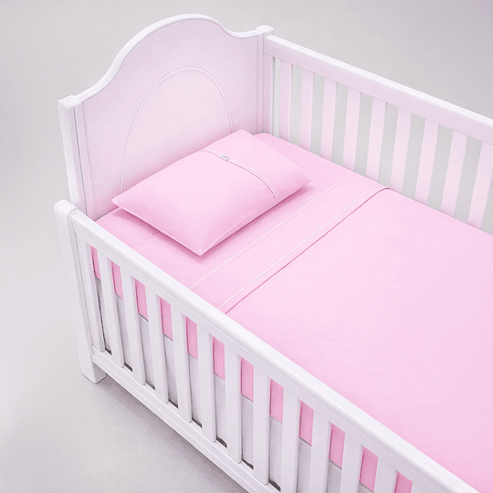 Juego de sabanas 100% algodón para cuna Rosada
