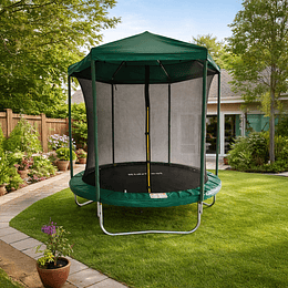 Cama Elastica Verde Con Techo 8 Pies