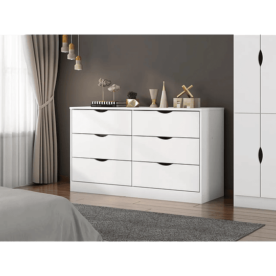 Comoda 6 Cajones Pisa Blanco