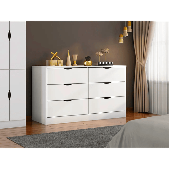 Comoda 6 Cajones Pisa Blanco