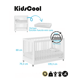 Cuna Antirreflujo 3 en 1 Lion Blanca Kidscool - Preventa 16 de Abril