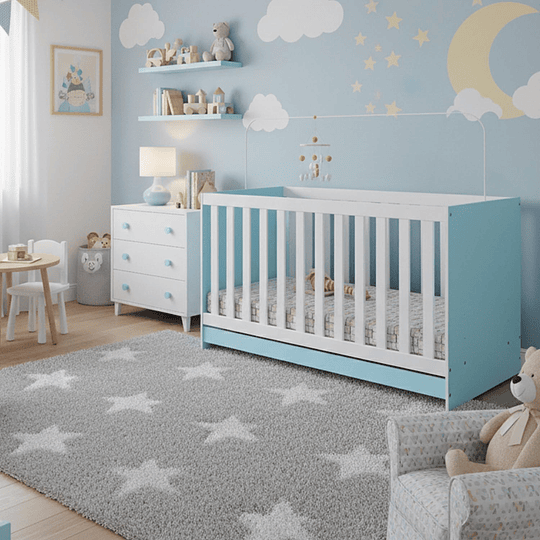 Cuna New 3 Funciones Celeste 