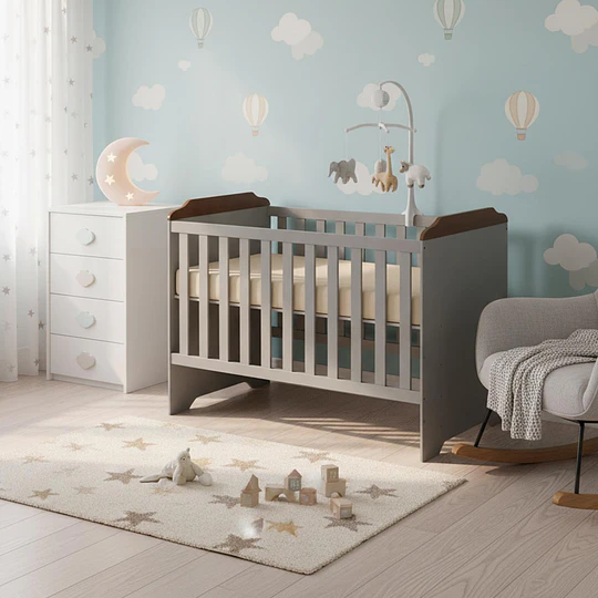 Cuna Gris Café Mel 3 Funciones