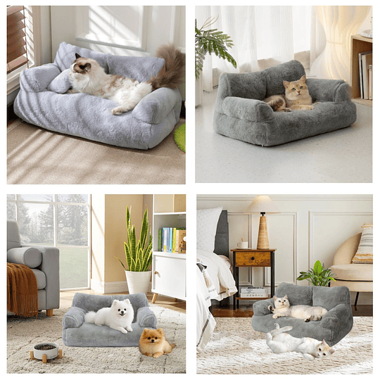 Cama Sofá Relajante Mascotas PetsCool M Gris-Lavable y Ortopédica 