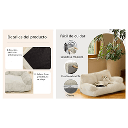 Cama Sofá Relajante Mascotas PetsCool L Beige-Lavable y Ortopédica 