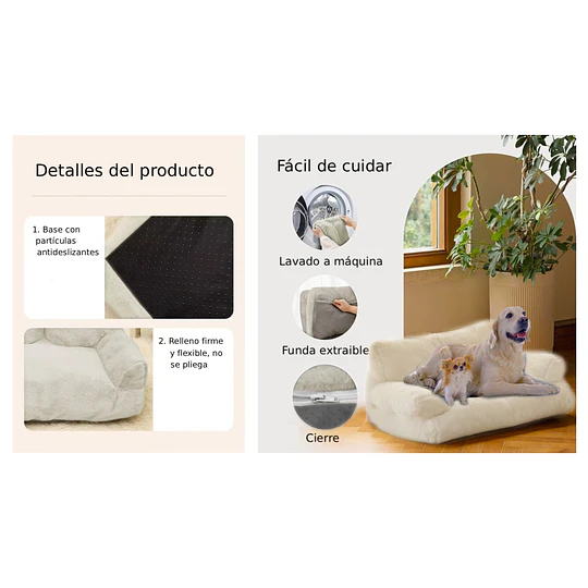 Cama Sofá Relajante Mascotas PetsCool XL Beige Lavable y Ortopédica 