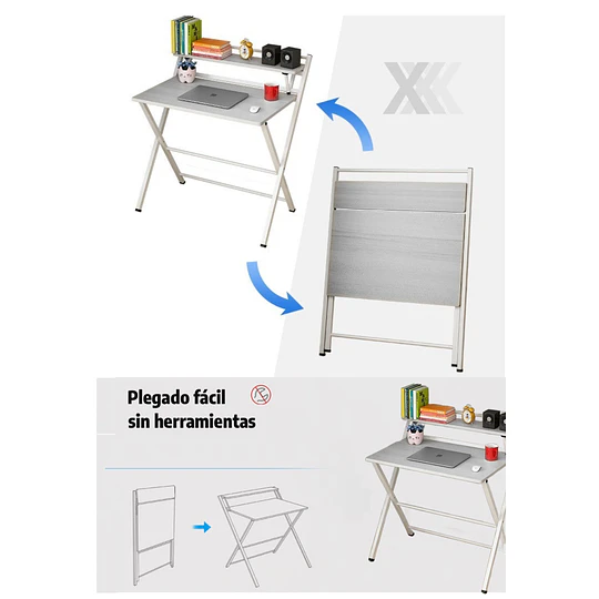 Escritorio Plegable Home Office Gris Be Design Sin Armado
