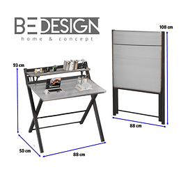 Escritorio Plegable Home Office Gris Be Design Sin Armado