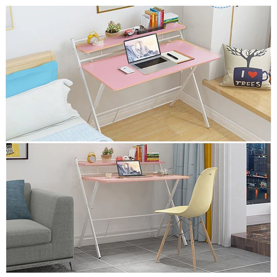 Escritorio Plegable Home Office Rosado 