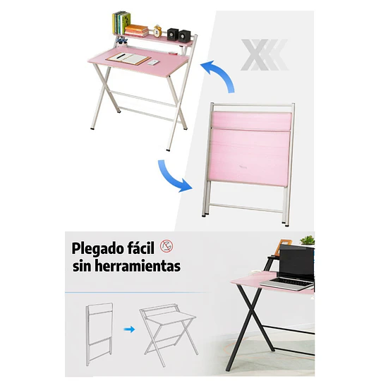 Escritorio Plegable Home Office Rosado 