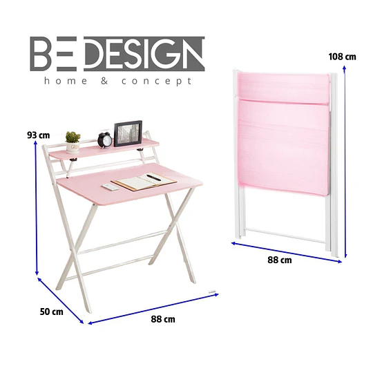 Escritorio Plegable Home Office Rosado 