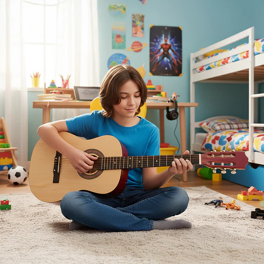 Guitarra Acústica Clásica Kidscool 39” Blanca Ideal Principiantes y Niños Funda