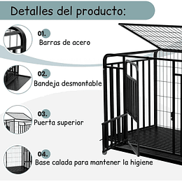 Jaula para Perro y Gato Grande Petscool, Doble puerta, Bandeja y Ruedas