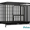 Jaula para Perro y Gato XL Petscool, Doble puerta, Bandeja y Ruedas