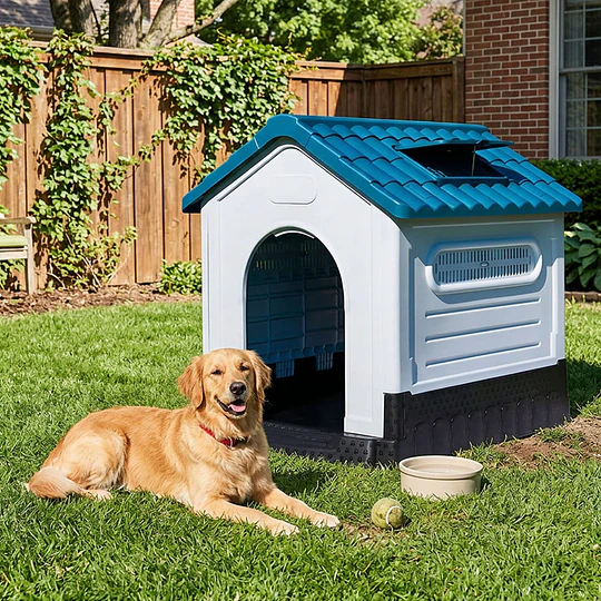 Casa para Perros Razas Pequeñas a Medianas Petscool Plástico Resistente con Ventilación 
