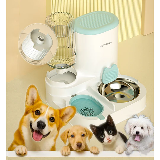 Alimentador Automático de Mascotas 2 en 1 Petscool, Dispensador de Agua Comida
