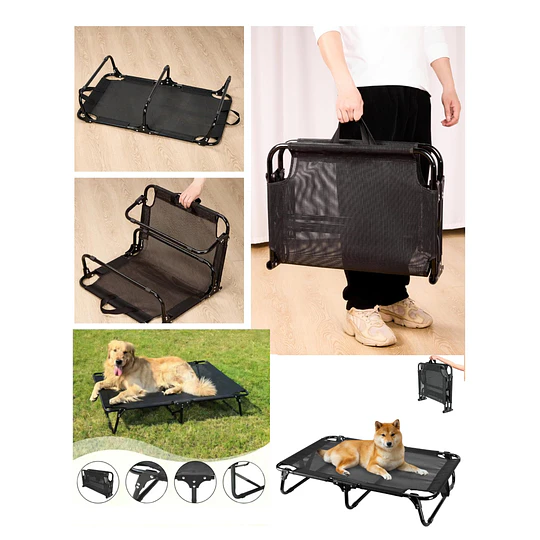 Cama Elevada para Perro PetsCool Talla M Plegable 30 KG Negra 