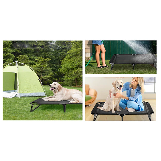 Cama Elevada para Perro PetsCool Talla M Plegable 30 KG Negra 