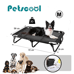 Cama Elevada para Perro PetsCool Talla M Plegable 30 KG Negra 