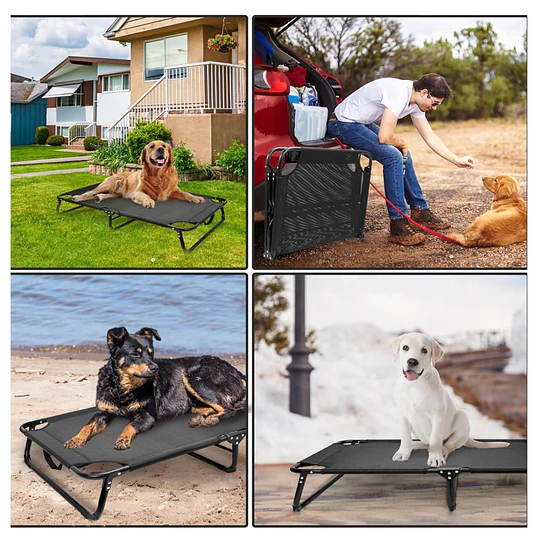 Cama Elevada para Perro PetsCool Talla M Plegable 30 KG Negra 