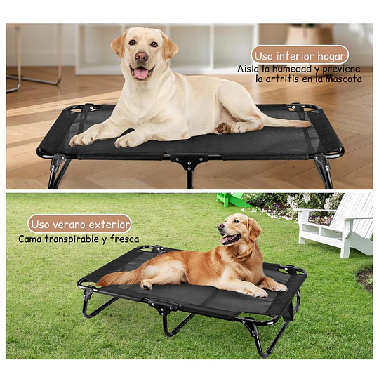 Cama Elevada para Perro PetsCool Talla M Plegable 30 KG Negra 