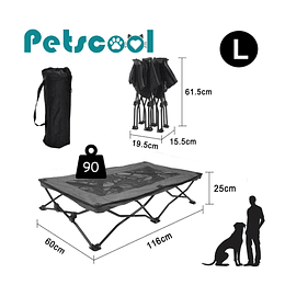 Cama Elevada Plegable para Perro Talla L PetsCool Soporta 90 kg