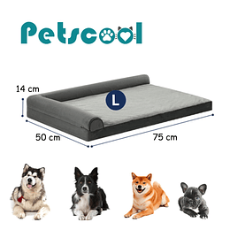 Cama Sofá Ortopédico PetsCool para Perros, viscoelástica, lavable, Gris Talla L
