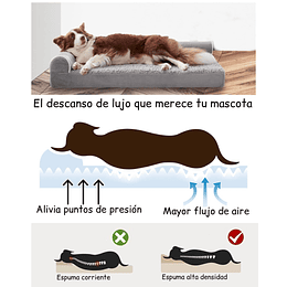 Cama Sofá Ortopédico PetsCool para Perros, viscoelástica, lavable, Gris Talla L