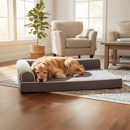 Cama Sofá Ortopédico PetsCool para Perros, viscoelástica, lavable, Gris Talla L