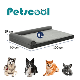 Cama Sofá Ortopédico PetsCool para Perros, viscoelástica, lavable, Gris Talla XL