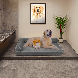 Cama Sofá Ortopédico PetsCool para Perros, viscoelástica, lavable, Gris Talla XL