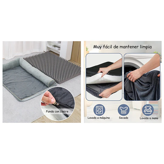Cama Sofá Ortopédico PetsCool para Perros, viscoelástica, lavable, Gris Talla XL