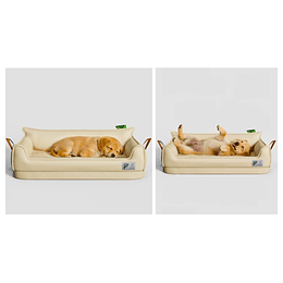 Cama Sofá de Perro PetsCool 4 Estaciones Impermeable Eco cuero Beige Talla S hasta 15 kg    