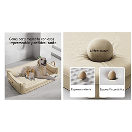 Cama Sofá de Perro PetsCool 4 Estaciones Impermeable Eco cuero Beige Talla S hasta 15 kg    