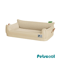 Cama Sofá de Perro PetsCool 4 Estaciones Impermeable Eco cuero Beige Talla M hasta 25 kg    