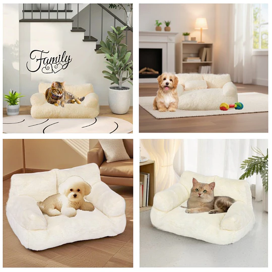 Cama Sofá Relajante Mascotas PetsCool M Beige Lavable y Ortopédica 