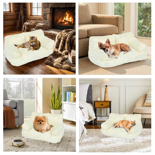 Cama Sofá Relajante Mascotas PetsCool M Beige Lavable y Ortopédica 