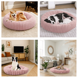 Cama Nido Donut Mascotas L PetsCool Rosa 70 cm Antiansiedad Multimascota