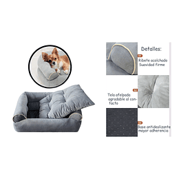 Cama Sofá para Perros medianos PetsCool M 70x55 cm Gris Lavable y Ortopédica