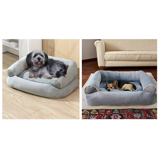 Cama Sofá para Perros medianos PetsCool M 70x55 cm Gris Lavable y Ortopédica