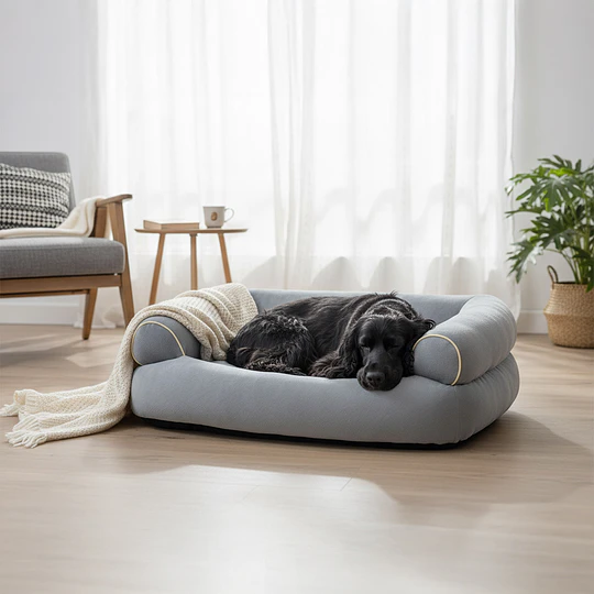 Cama Sofá para Perros medianos PetsCool M 70x55 cm Gris Lavable y Ortopédica