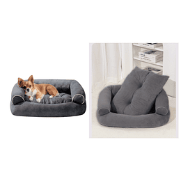 Cama Sofá para Perros Grandes y Medianos PetsCool L 105 x 65 cm Gris oscuro Lavable y Ortopédica