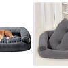 Cama Sofá para Perros Grandes y Medianos PetsCool L 105 x 65 cm Gris oscuro Lavable y Ortopédica