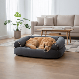Cama Sofá para Perros Grandes y Medianos PetsCool L 105 x 65 cm Gris oscuro Lavable y Ortopédica