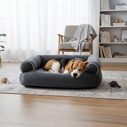 Cama Sofá para Perros Grandes y Medianos PetsCool L 105 x 65 cm Gris oscuro Lavable y Ortopédica