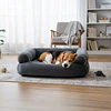 Cama Sofá para Perros Grandes y Medianos PetsCool L 105 x 65 cm Gris oscuro Lavable y Ortopédica