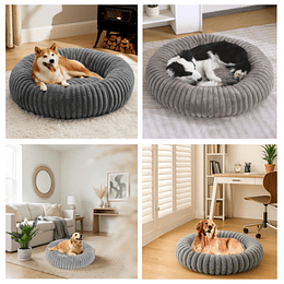 Cama Nido Donut Mascotas L PetsCool Gris 70 cm Antiansiedad Multimascota