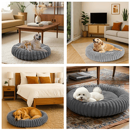 Cama Nido Donut Mascotas L PetsCool Gris 70 cm Antiansiedad Multimascota